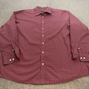 Eddie Bauer Shirt‎  Men's TXXL Relaxed Fit Wrinkle Resistant Maroon Plaid Tall